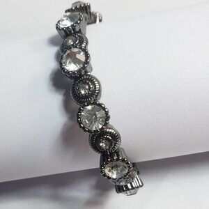 Gunmetal and gemstone stretch bracelet